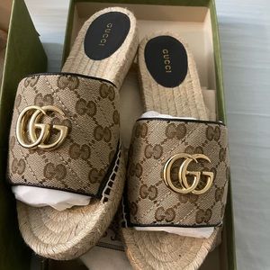 Women's GG matelassé canvas espadrille sandal